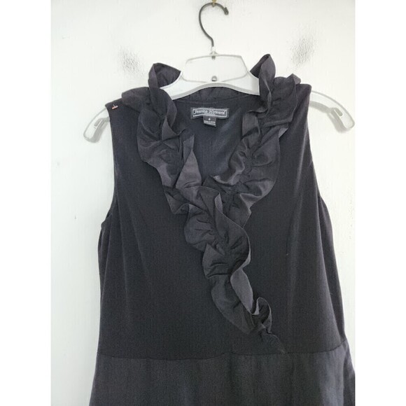 NWT Jessica Howard Evening Black A-Line Ruffle V-Neck Midi Dress size 6 - Picture 3 of 9